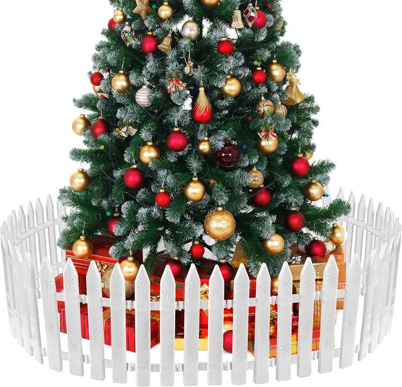 MCEAST 36 Pieces Christmas Tree Fences White Picket Fence Border 4.6 x 12 Inches Mini Plastic Decorative Fences Christmas Tree Barrier for Dogs Kids Home Wedding Fairy Garden Party - Image 1